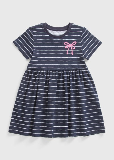Girls Blue Stripe Jersey Dress (1-7yrs)