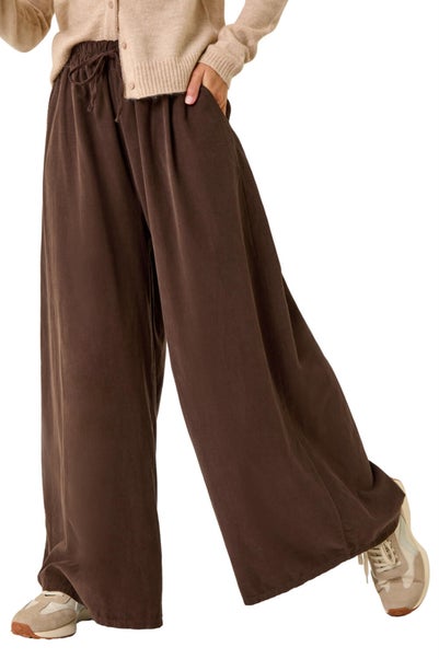 Roman Mocha Baby Corduroy Wide Leg Trousers