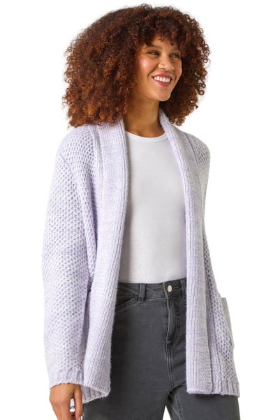 Roman Lavender Fluffy Textured Knit Cardigan