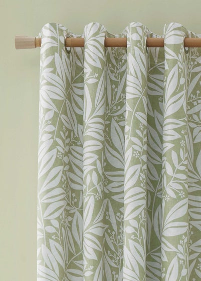 Catherine Lansfield Sorrel Leaf Fully Reversible Eyelet Curtains