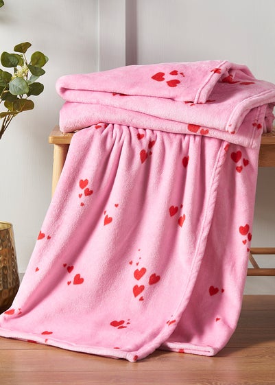 Catherine Lansfield Heart Cosy Fleece Oversized 200x240cm Blanket Throw