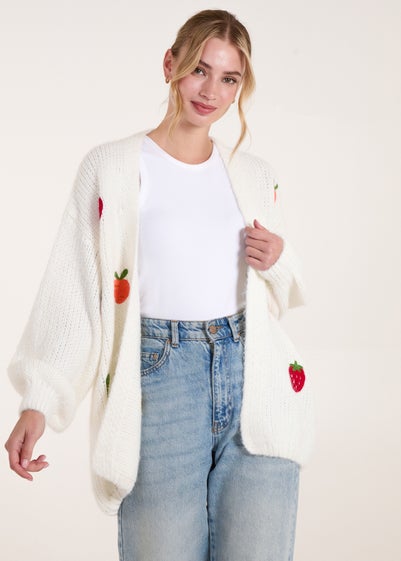 Blue Vanilla Ivory Embroidery Fruit Cardigan