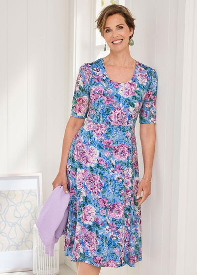 Cotton Traders Lavender Burnout Jersey Midi Dress