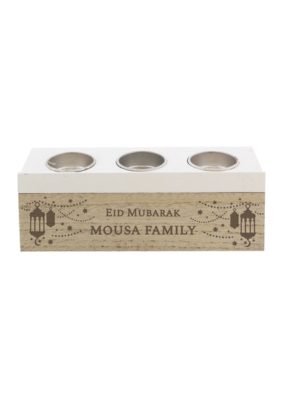 Personalised Memento Company Brown Eid & Ramadan Triple Tea Light Box