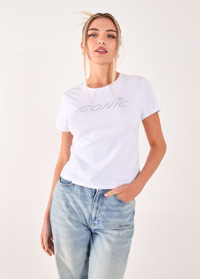 Pink Vanilla White Diamante Iconic Tee