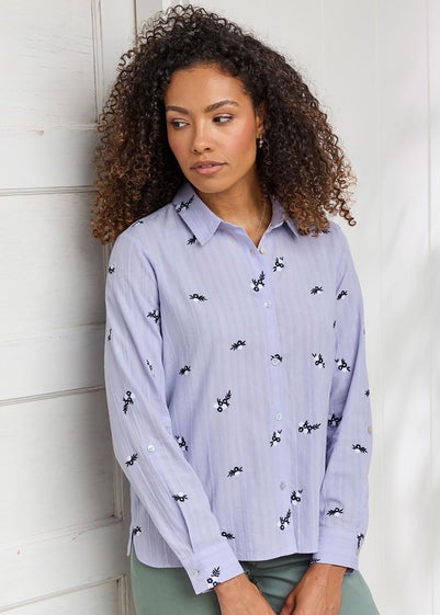 Cotton Traders Pale Lilac Embroidered Shirt