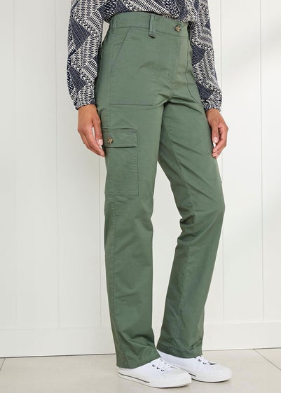 Cotton Traders Forest Green Straight-Leg Cargo Trousers