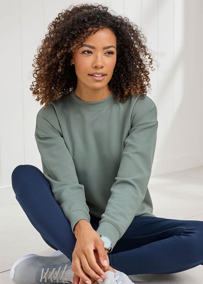 Cotton Traders Light Sage Soft Touch Longline Sweatshirt