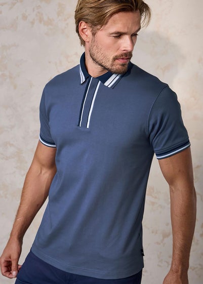 Cotton Traders Pastel Blue Premium Short Sleeve Interlock Polo