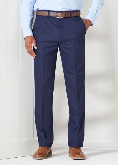 Cotton Traders French Navy Flat Front Supreme Easy-Care Trousers