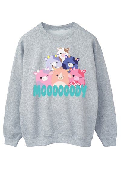 Squishmallows Cows Moody Women Heather Grey Sweatshirt