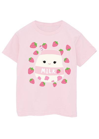 Squishmallows Amelie Strawberry Milk Girls Pink T-Shirt (5-13 Years)