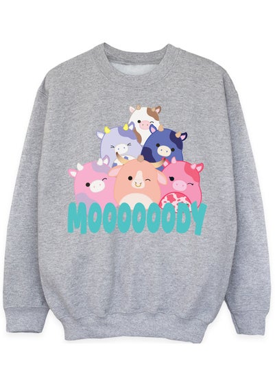 Squishmallows Cows Moody Heather Grey Sweatshirt (5-13 Years)