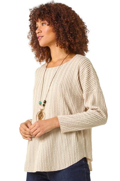 Roman Cream Textured Relaxed Top