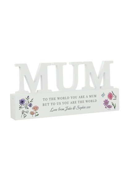 Personalised Memento Company Wildflower Mum White Wooden Ornament