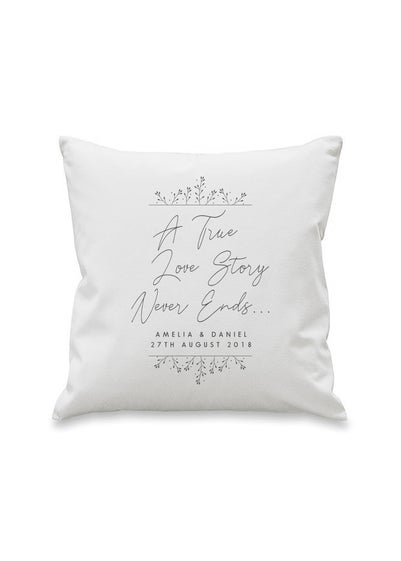 Personalised Memento Company True Love Story White Cushion & Insert