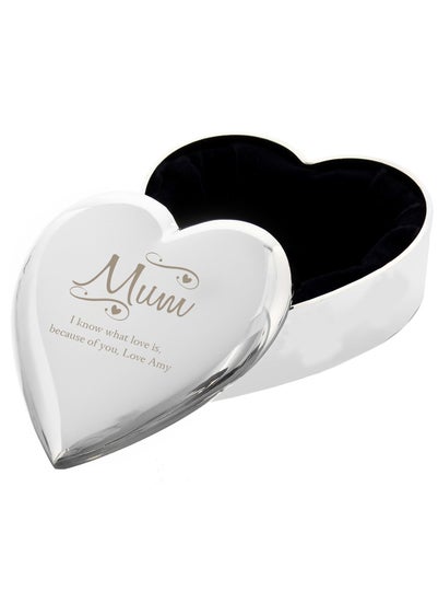 Personalised Memento Company Silver Mum Swirls & Hearts Trinket Box