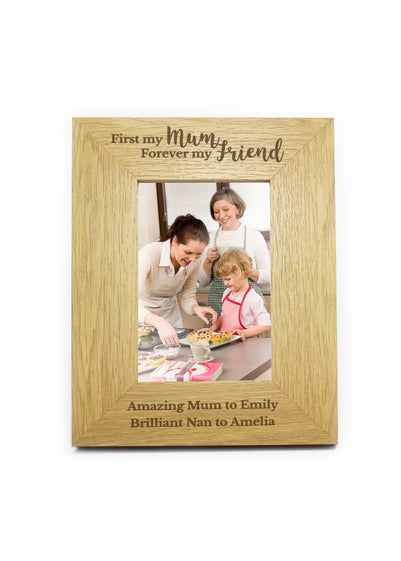 Personalised Memento Company 'First My Mum Forever My Friend' 6x4 Oak Finish Photo Frame