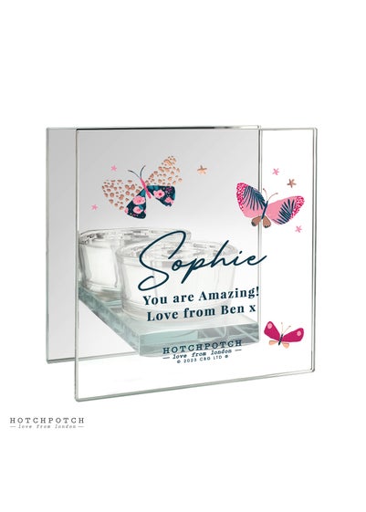 Personalised Memento Company Hotchpotch Butterfly Clear Mirrored Tealight Holder