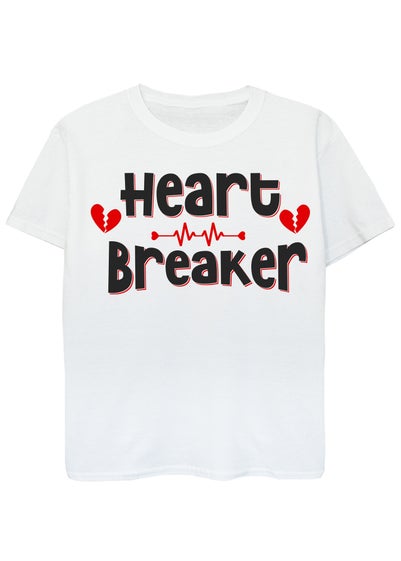 Brands In Valentine's Day Heart Breaker Kids White T-Shirt (3-13 Years)