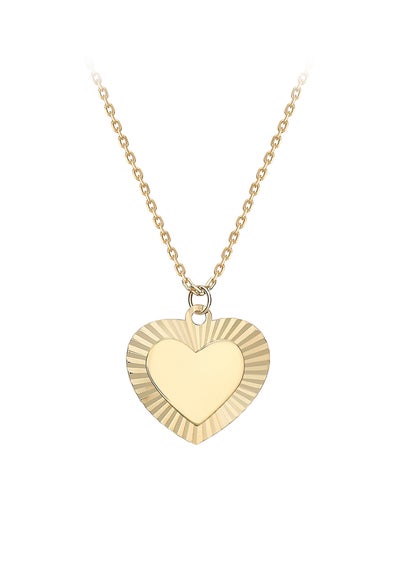 Golden Moments 9ct Yellow Gold Diamond Cut & Polished Double Heart Adjustable Necklace