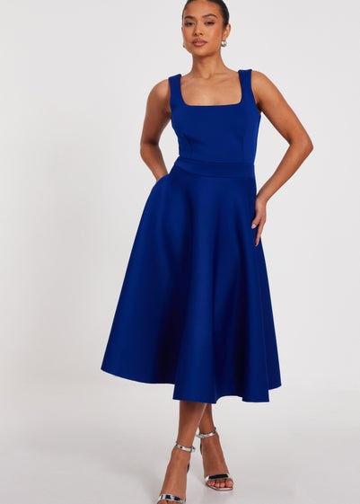 Quiz Blue Petite A-Line Midi Dress