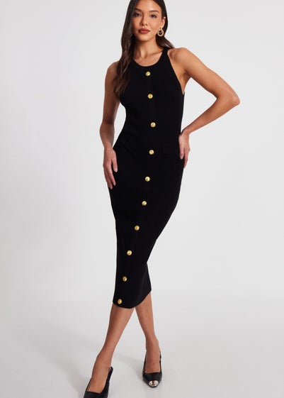 Quiz Black Knit Halter Neck Dress