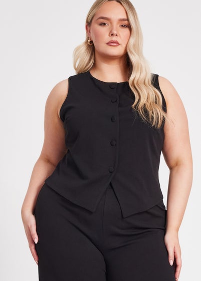 Quiz Black Curve Waistcoat