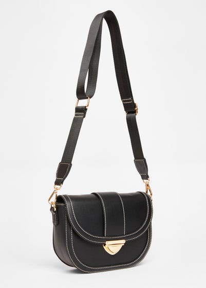 Quiz Black Contrast Stitch Cross Body Bag