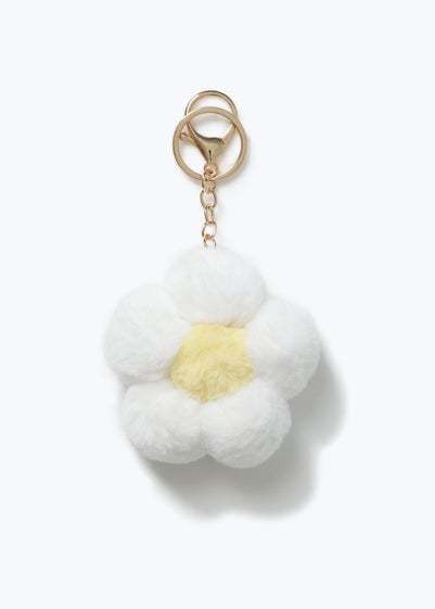 White Mothers Day Daisy Flower Keychain