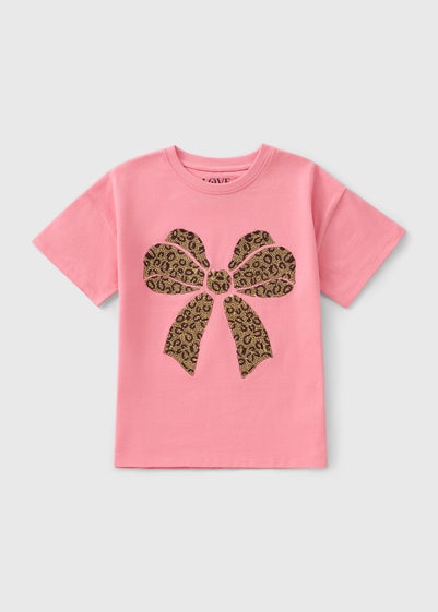 Girls Pink Sequin Bow T-Shirt (7-15yrs)