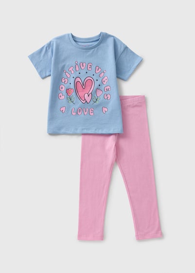 Girls Pink Positive Vibes Top & Legging Set (1-7yrs)