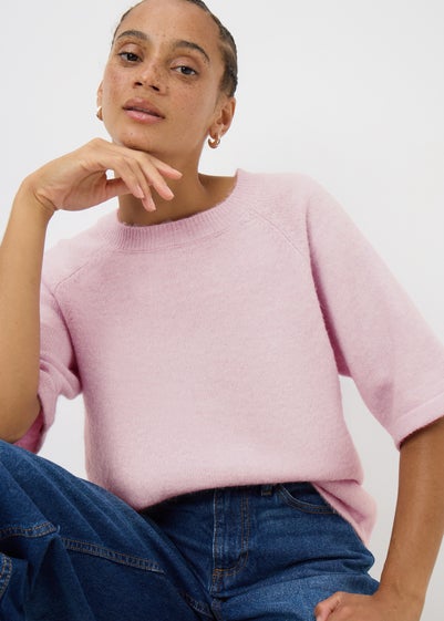 Light Pink Knit Spandex T-Shirt