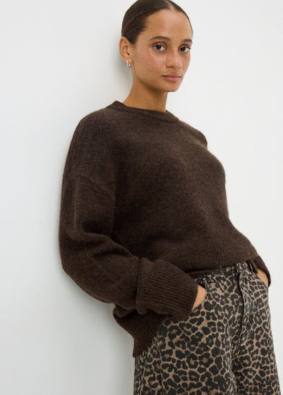 Chocolate Brown Oversized Fluffy Knit Jumper
