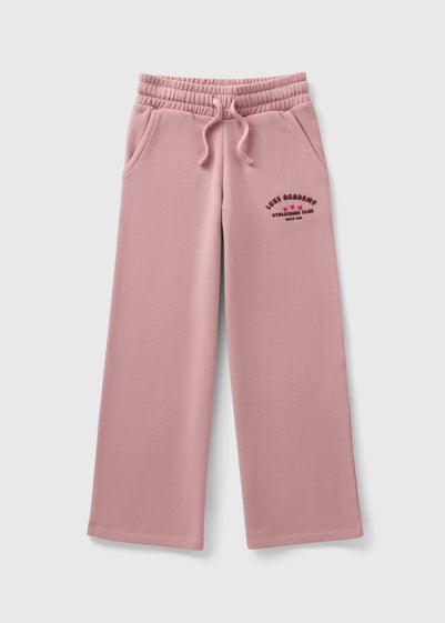 Girls Pink Wide Leg Jogging Bottoms (7-15yrs)