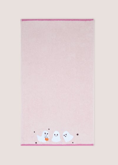 Pink Halloween Ghost Hand Towel