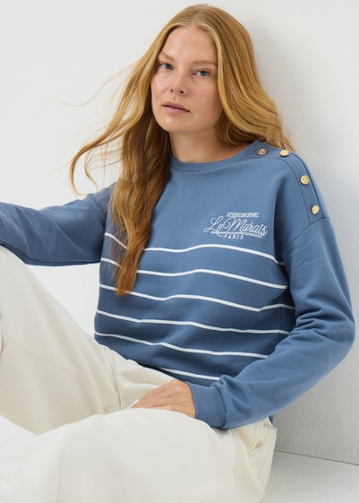 Blue Stripe Crew Neck Jumper