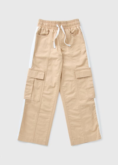 Girls Beige Cargo Parachute Trousers (7-15yrs)