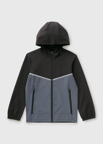 Boys Black Panel Track Co Ord Jacket