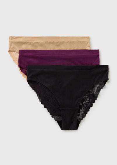3 Pack Multicoloured High Leg Knickers