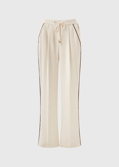 Et Vous Ivory Side Stripe Wide Trousers