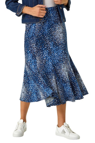 Roman Navy Abstract Print Panel Skirt