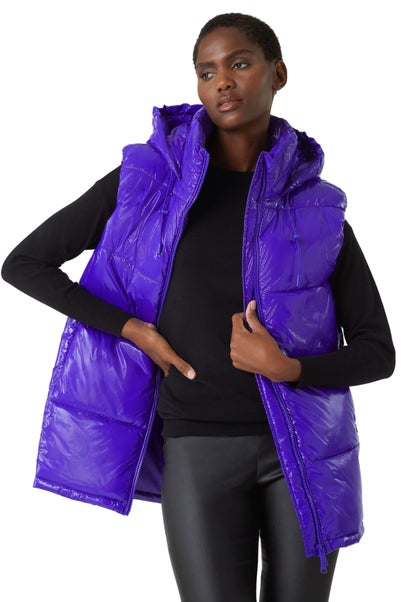 Roman Purple Patent Hooded Gilet