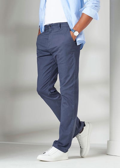 Cotton Traders Blue Flat Front Stretch Chino Trousers