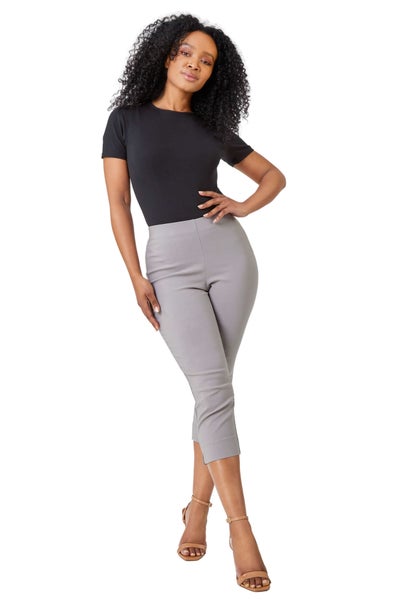 Roman Taupe Petite Cropped Stretch Trouser