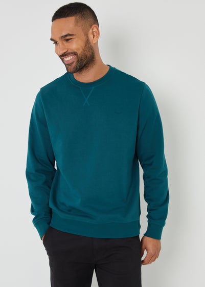 Threadbare Dark Green Cotton Blend Satsuma Crew Neck Sweatshirt