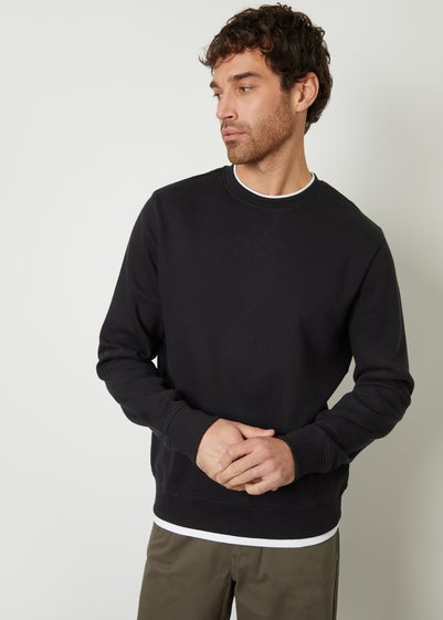 Threadbare Black Mock T-Shirt Crew Neck Sweatshirt