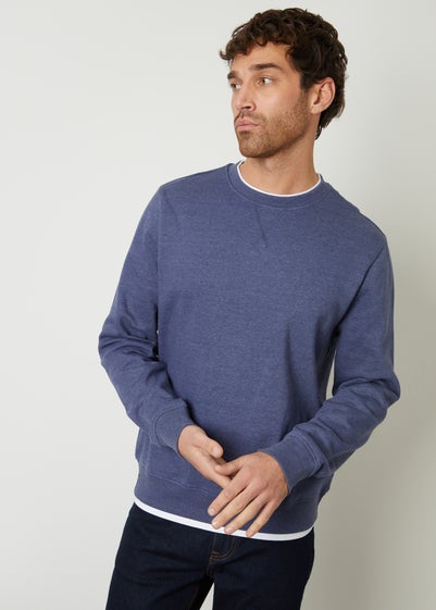 Threadbare Blue Mock T-Shirt Crew Neck Sweatshirt