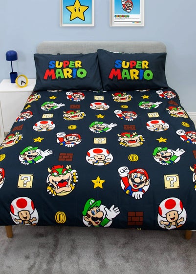 Nintendo Black Blackened Duvet Cover Set