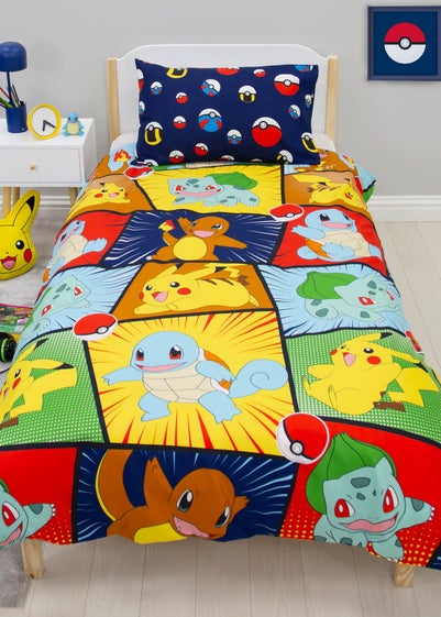 Pokemon Blue Retro Brushed Microfibre Duvet Cover Set